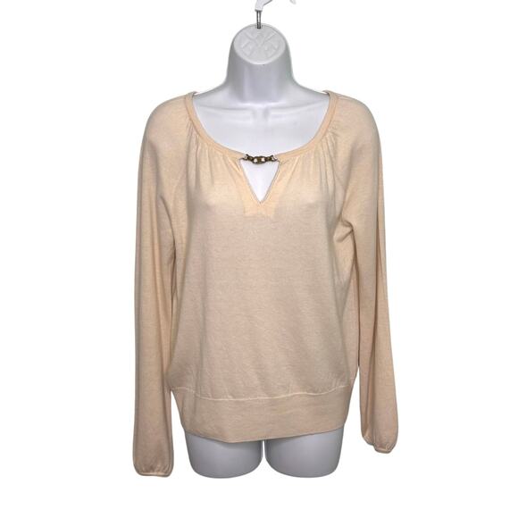 Tory Burch Cashmere Cream Sweater Keyhole Neckline M - Picture 1 of 9